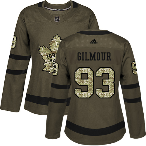 Adidas Maple Leafs #93 Doug Gilmour Green Salute to Service Women's Stitched NHL Jersey - Click Image to Close
